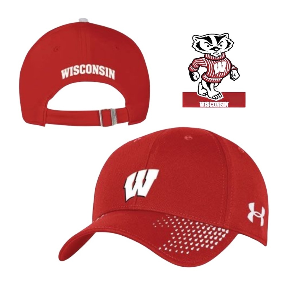 NWT RED WI UNDER ARMOUR 17 SL RENEGADE ADJ CAP